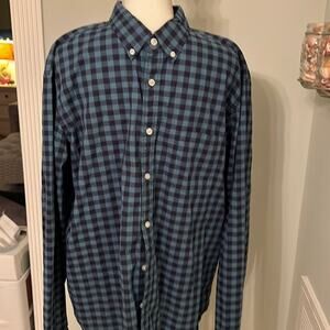 J. crew Mercantile Blue Plaid Dress Shirt XL Slim fit